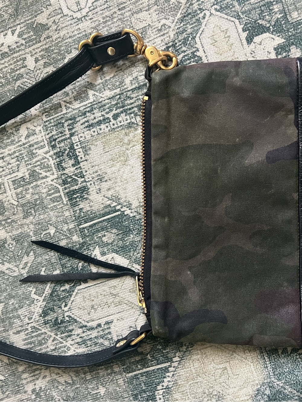 Rais Case Camo Crossbody Bag with Black Leather Trim - Picture 2 of 3